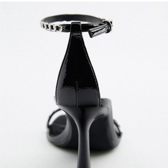 ZARA CHAIN HIGH HEELED‎ SANDALS WITH CHAIN SHOES NWT - Picture 3 of 3